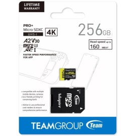 Carte Mémoire Team Group A2 Pro Plus Card 256GB Micro SDXC UHS-I U3 A2