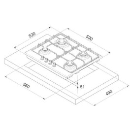 Plaque De Cuisson FOCUS F4015BS 4 Feux 60 Cm - Noir