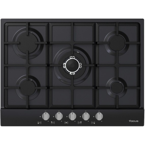 Plaque De Cuisson FOCUS -5 Feux 70Cm - Noir Avec Thermocouple