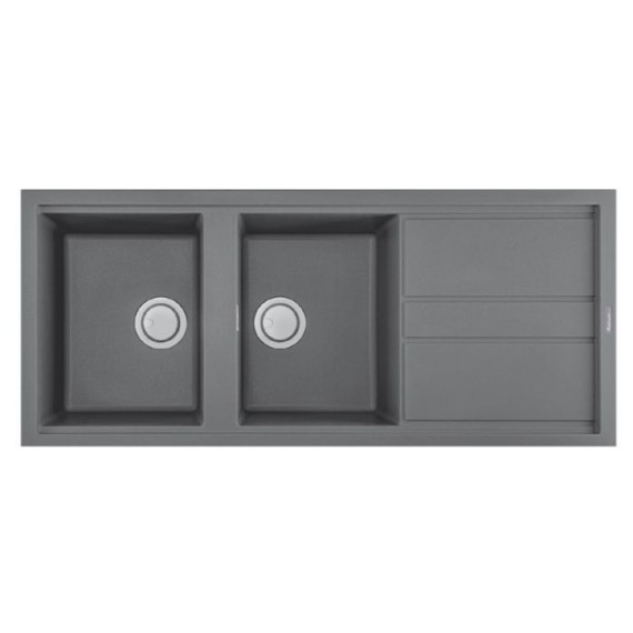 Évier De Cuisine Encastrable FOCUS Graniteck 2 Bacs-Égouttoir 116CM - Titanium