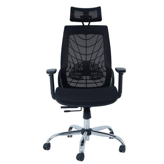 Chaise de Direction Spider Base Chrome Noir - Fauteuil ergonomique noir