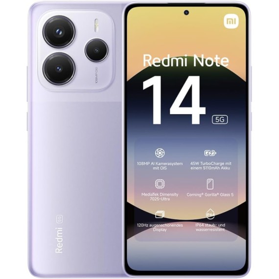 Smartphone XIAOMI Redmi Note 14  5G  6 Go  128 Go Violet