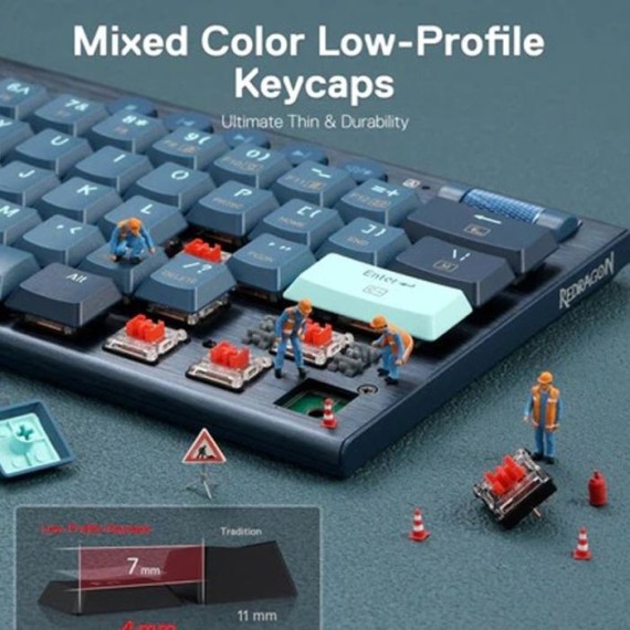 Clavier Gamer Mécanique REDRAGON Noctis K632NB PRO RGB - Bleu - Design compact