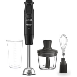 Moulinex Optichef Hand Blender, 1000 Watt, 15 Functions, 500 ML Chopper, Whisk, Black - DD6552EG