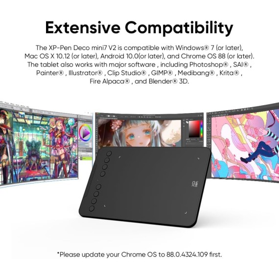 Fonctionnalités de la Tablette Graphique XP-PEN Deco mini7 V2 Noir