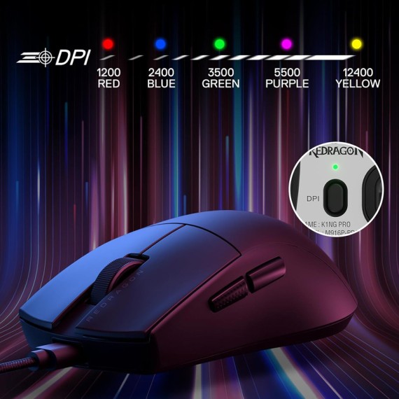 Souris optique gaming Redragon King M724 avec réglage DPI