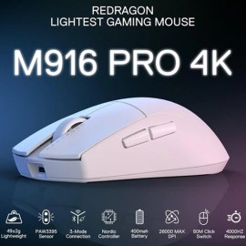 Souris Gamer Redragon K1NG Sans-Fil 4K Pro M916 PRO Blanc