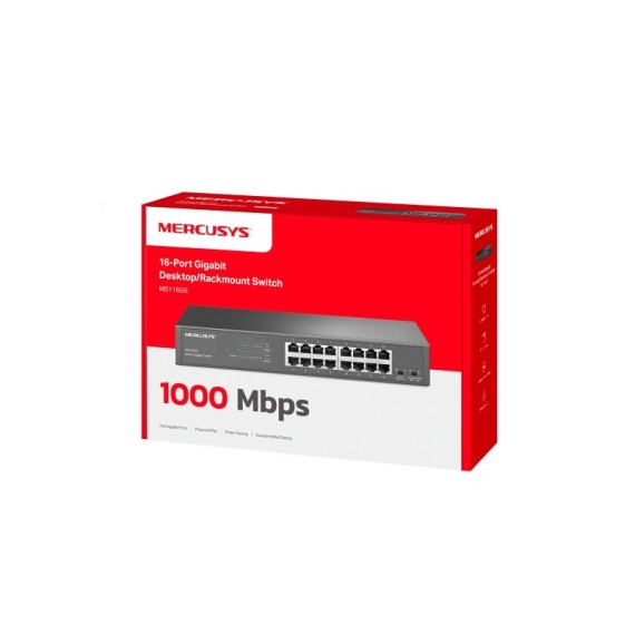 Switch 16 ports Gigabit MERCUSYS MS116GS monté en rack