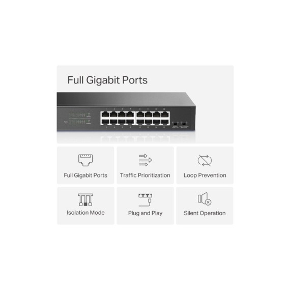 Indicateurs LED du Switch 16 ports Gigabit MERCUSYS MS116GS