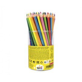CRAYONS SANS BOIS Bocal avec 84 crayons triangulaires
