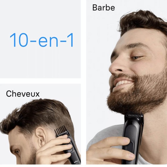 Accessoires complets tondeuse 10 en 1 Braun pour barbe et cheveux