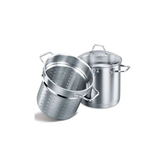 Marmite inox KORKMAZ 5 litres avec insert vapeur empilable