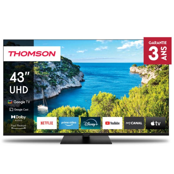 TV 43 pouces UHD pas cher design moderne noir