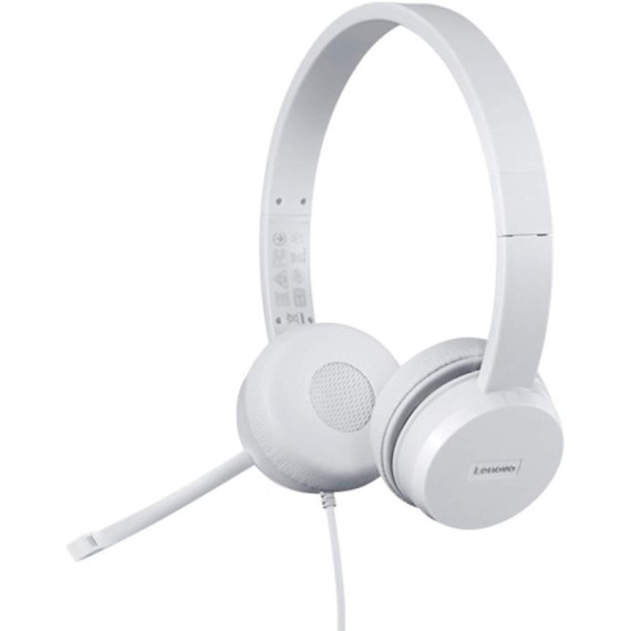 Casque LENOVO 110 vue de face blanc USB