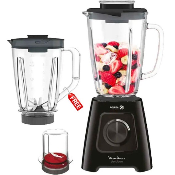Blender MOULINEX LM42R810 600W noir avec bol en verre
