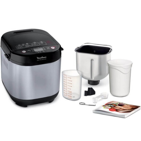 Machine à pain gris avec maintien au chaud Moulinex