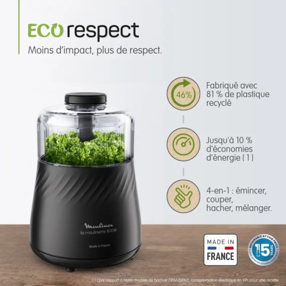 Mini Hachoir MOULINEX 1000W bol 500 ml vue avant