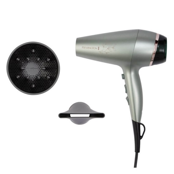 Sèche-cheveux vert avec technologie BotaniCare pour cheveux brillants