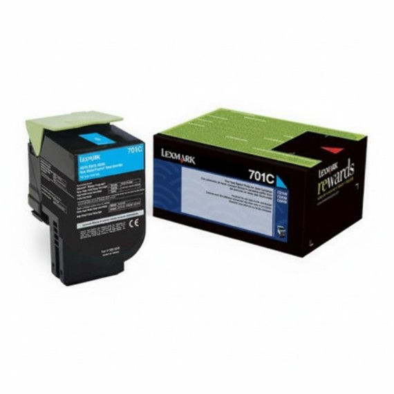 Toner Original LEXMARK 70C80CE Cyan cartouche laser authentique