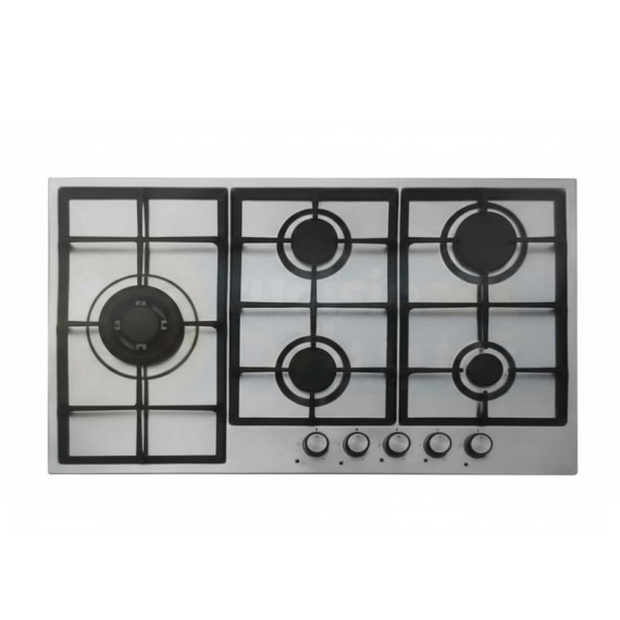 Plaque inox encastrable 5 feux avec allumage électrique et sécurité