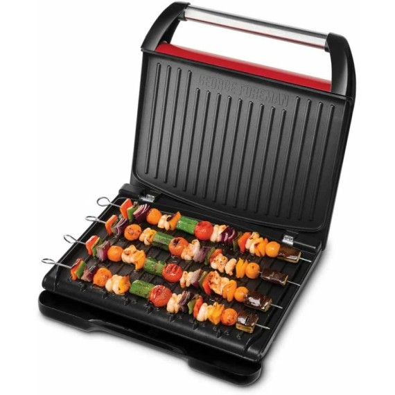 grill électrique rouge avec bac récupérateur