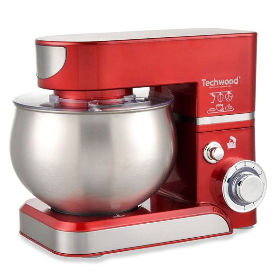 Robot pâtissier rouge TECHWOOD plan de travail