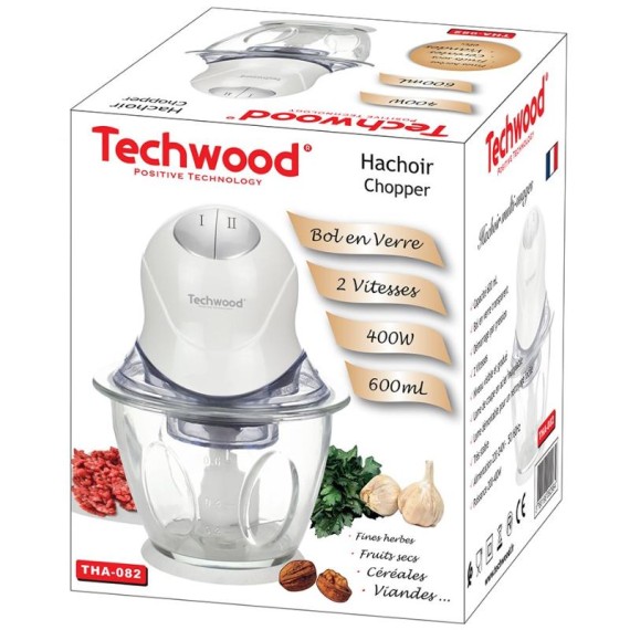 Bol en verre transparent du mini hachoir Techwood