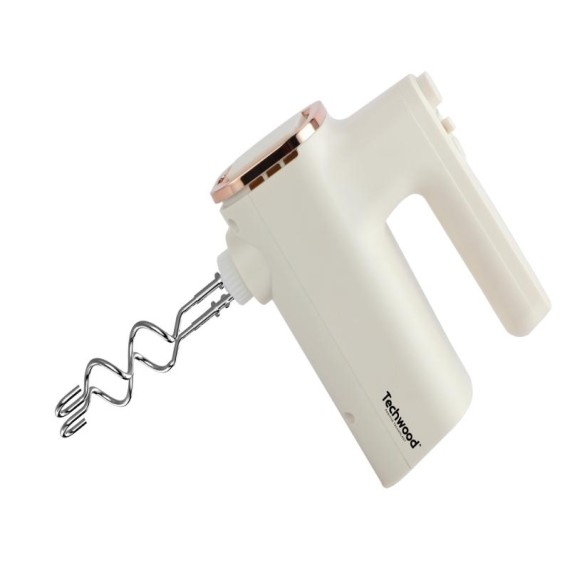 Batteur électrique blanc TECHWOOD avec fouets et crochets