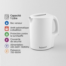 Bouilloire TECHWOOD TB-1101 1L - Blanc