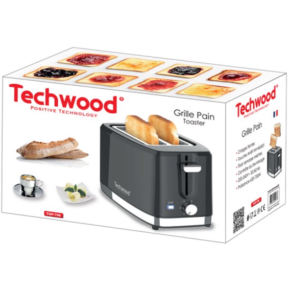 Grille pain 2 fentes TECHWOOD pour pain de mie