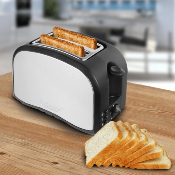Toaster TECHWOOD inox noir 800W pratique et design moderne