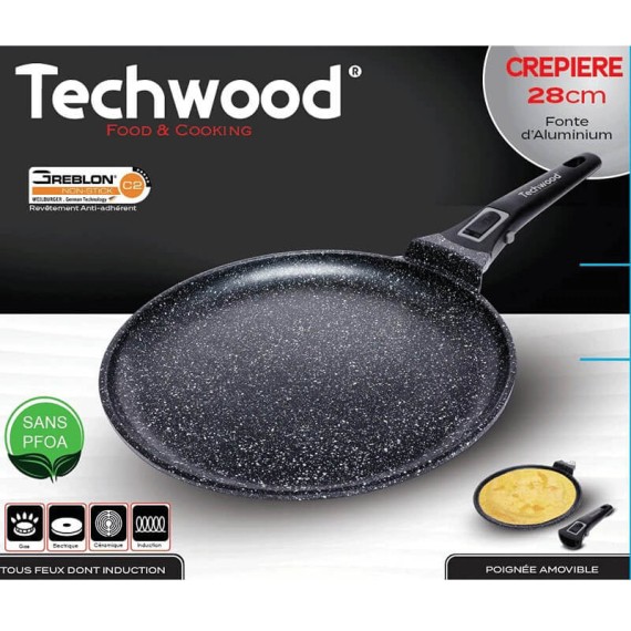Crêpière Techwood TP-28CR aluminium sans PFOA