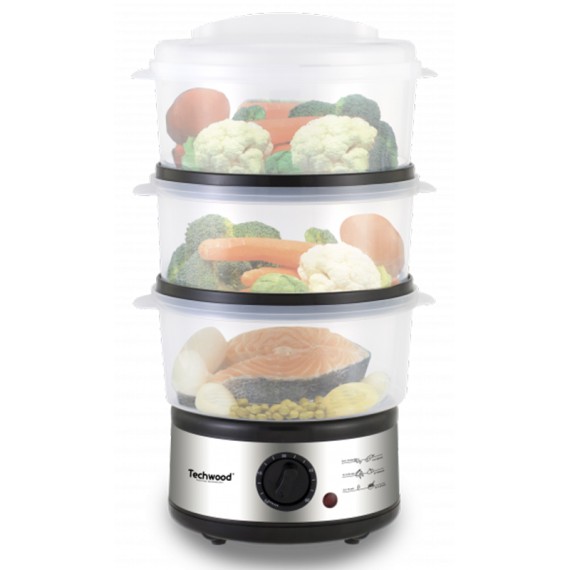 Cuiseur Vapeur TECHWOOD TCV-750 500W Noir et Inox vue générale