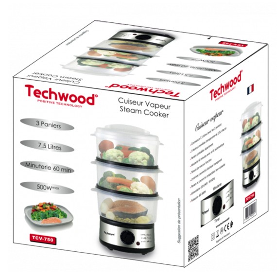 Paniers amovibles du cuiseur vapeur TECHWOOD pour légumes séparés