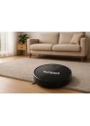 Aspirateur robot noir avec chiffon intégré et lavage efficace