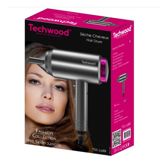 Sèche cheveux Techwood 2200W puissant avec concentrateur