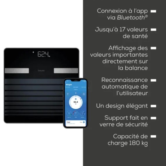 Pèse personne connecté BEURER pour 180kg