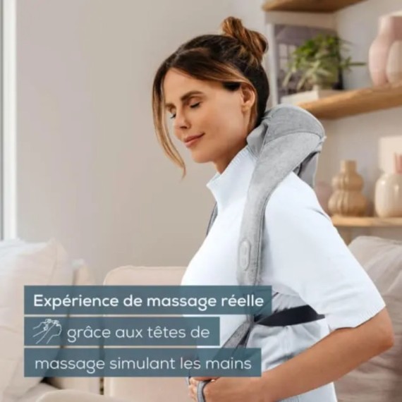 Masseur 4D nuque ergonomique gris pour détente musculaire