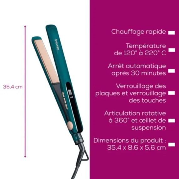 Lisseur cheveux professionnel BEURER facile à utiliser au quotidien