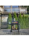 barbecue grill charbon extérieur design noir avec roues transport