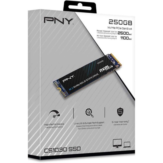 SSD PNY CS1030 NVME 250Go haute performance pour Windows