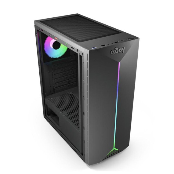 Boîtier Gamer NJOY ANIL RGB noir vue face design moderne