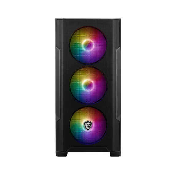 boitier MSI MAG FORGE M100A vue avant ventilateurs RGB intégrés