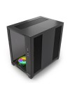 Boîtier Gamer NJOY Aura noir vue latérale panneau verre trempé RGB