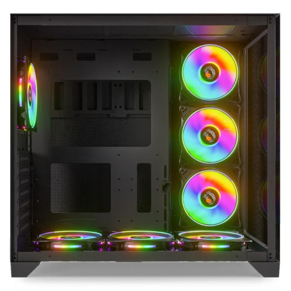 Boîtier Gamer NJOY Aura RGB noir panneau verre trempé design moderne