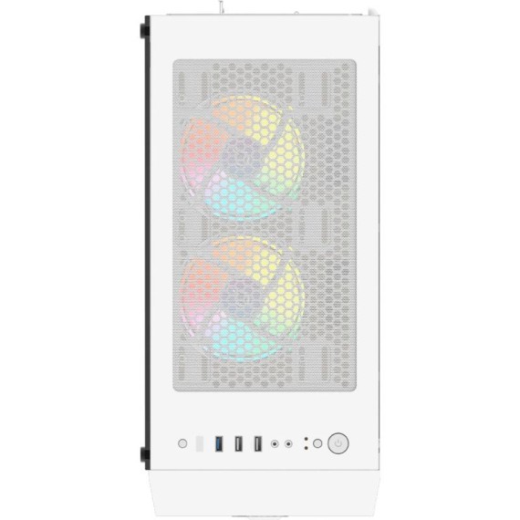 Boîtier gaming blanc ARGB ventilation airflow optimisé