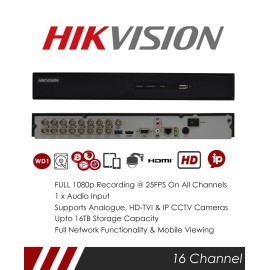 DVR HIKVISION HD 2MP Séries 16 CHANNELS  (DS-7216HGHI-F1)