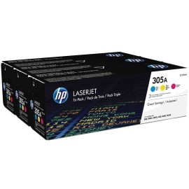 Pack de 3 Toners Original HP LaserJet CF370AM pour HP 305A Couleur