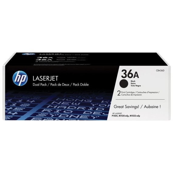 Pack de 2 toners Original HP LaserJet CB436AD Pour HP 36A - Noir