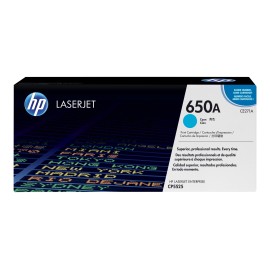 Toner Original HP LaserJet CE271A Pour HP 650A - Cyan